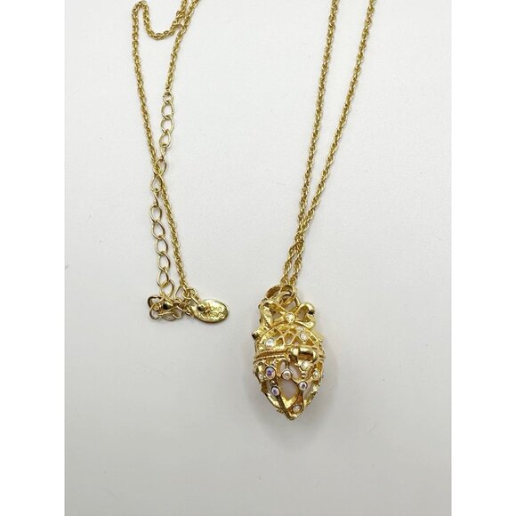 Joan Rivers Imperial Treasures Hinged Pearl Gold Tone Egg Pendant Necklace 30” - Picture 3 of 7